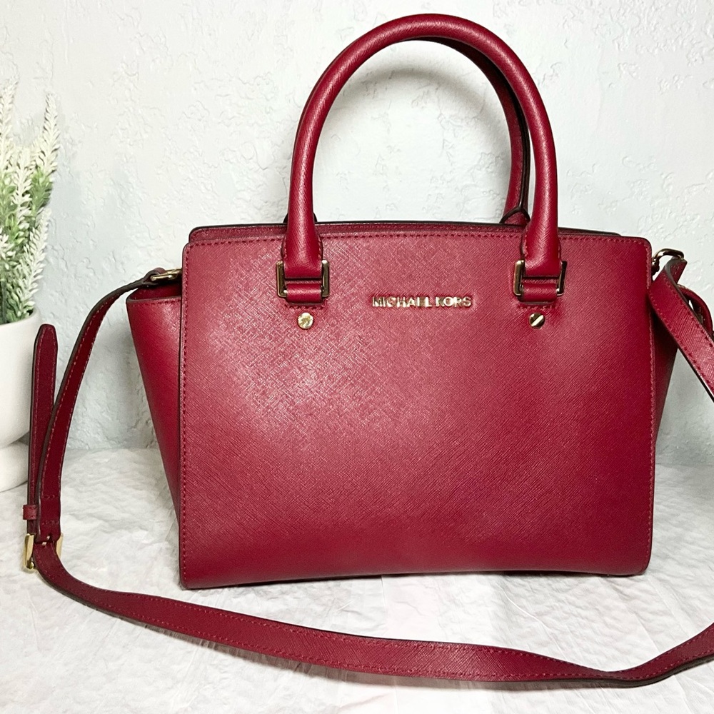 Michael Kors Red Saffiano Leather Satchel (NWOT)_(#0166)